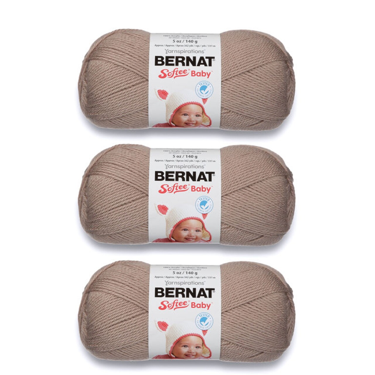 Bernat Softee Baby Little Mouse Yarn - 3 Pack of 141g/5oz - Acrylic - 3 DK (Light) - 362 Yards - Knitting/Crochet